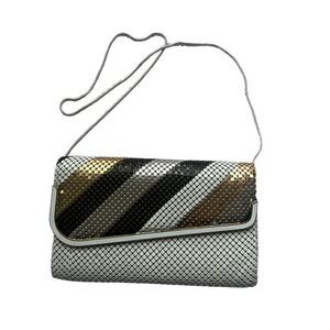Vintage ELKA Handbag Shoulder Purse White Gold Black Silver Sequin Metal